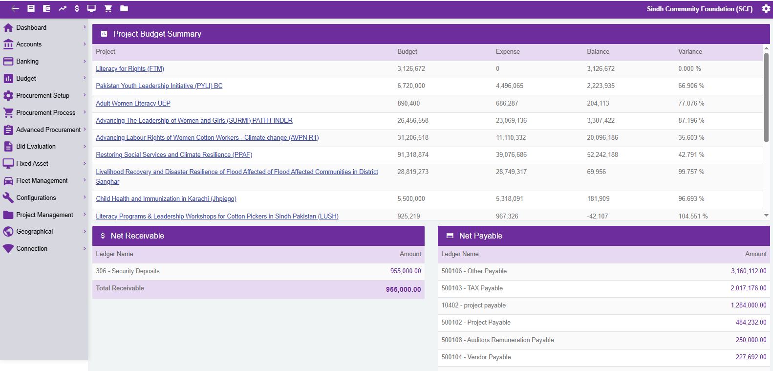 NGO ERP dashboard preview